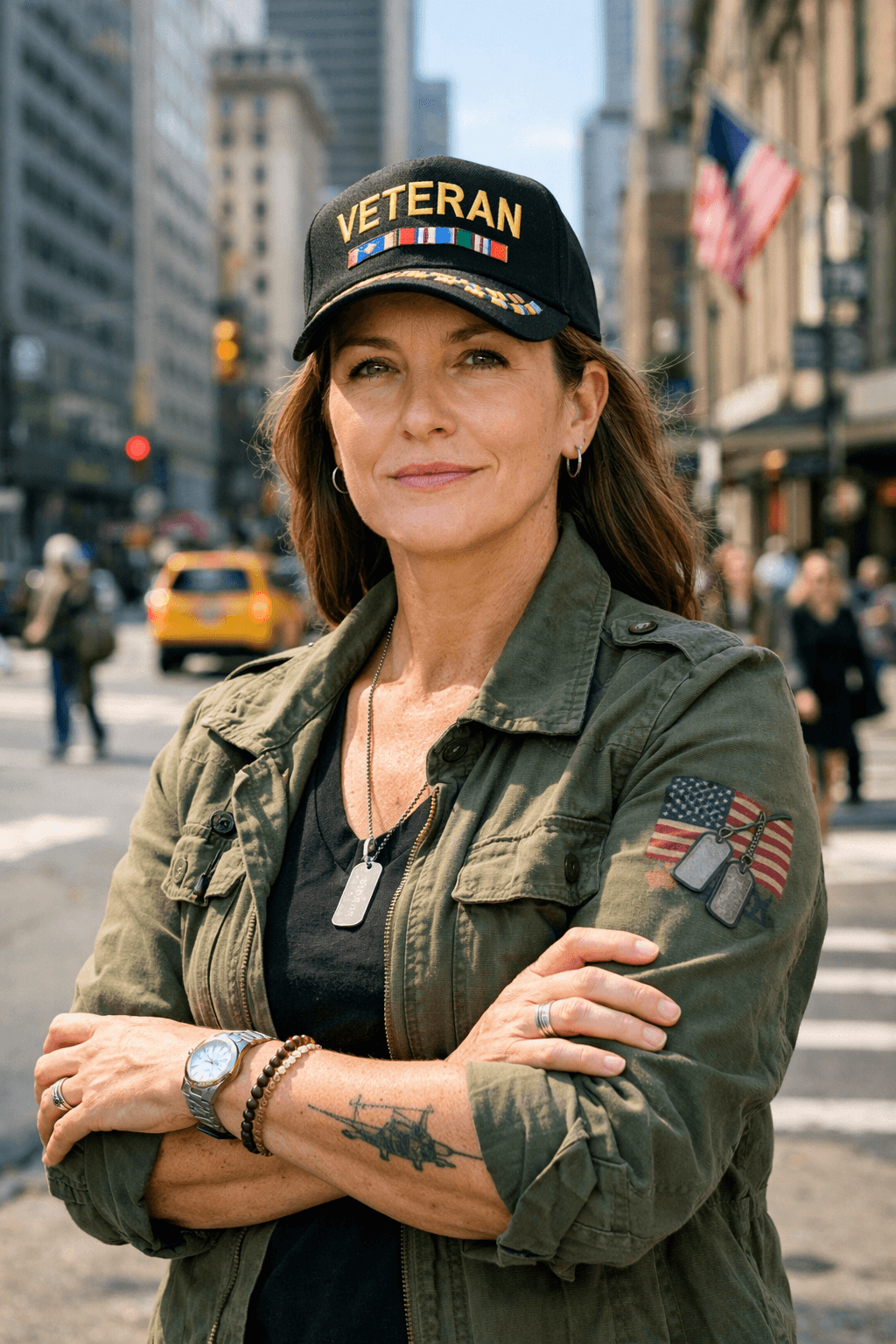 Confident female military veteran representing leadership and resilience